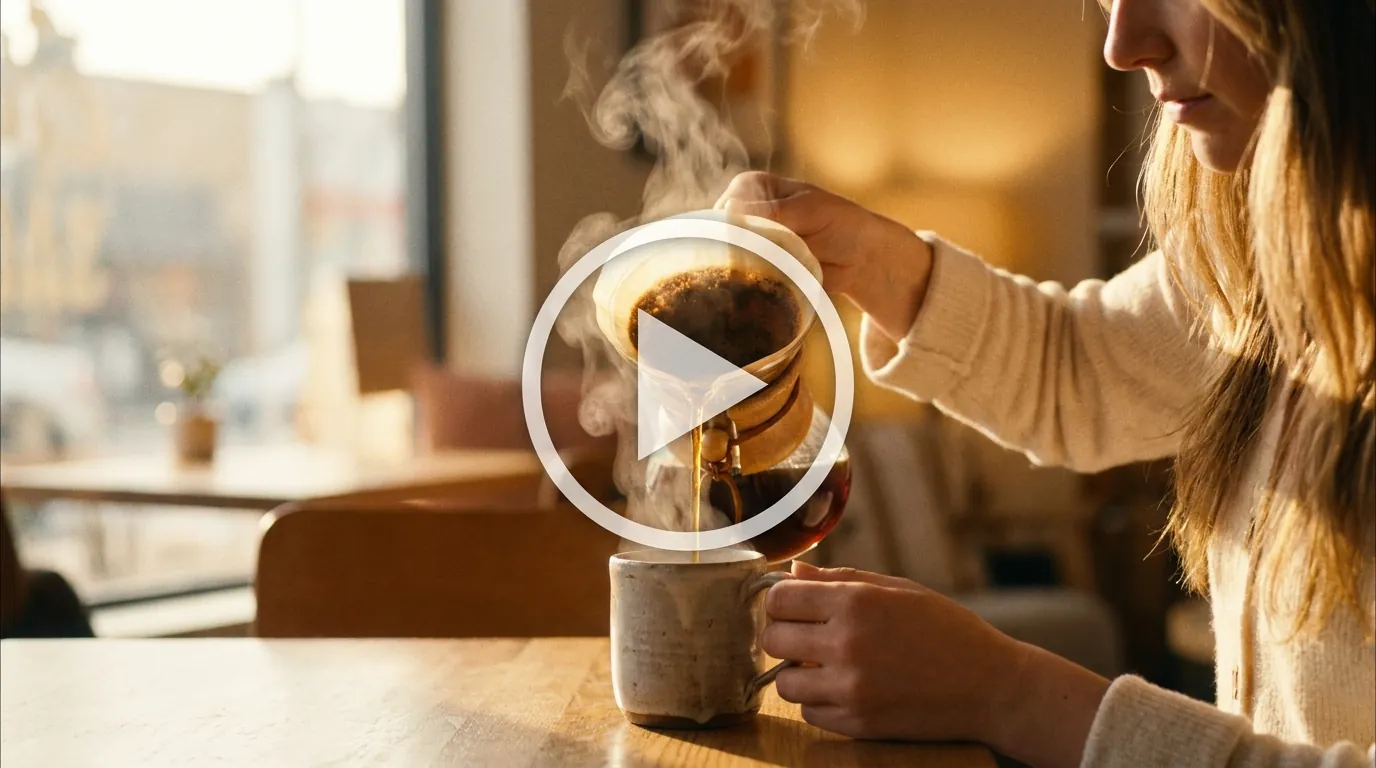 Lifestyle video still, coffee pour