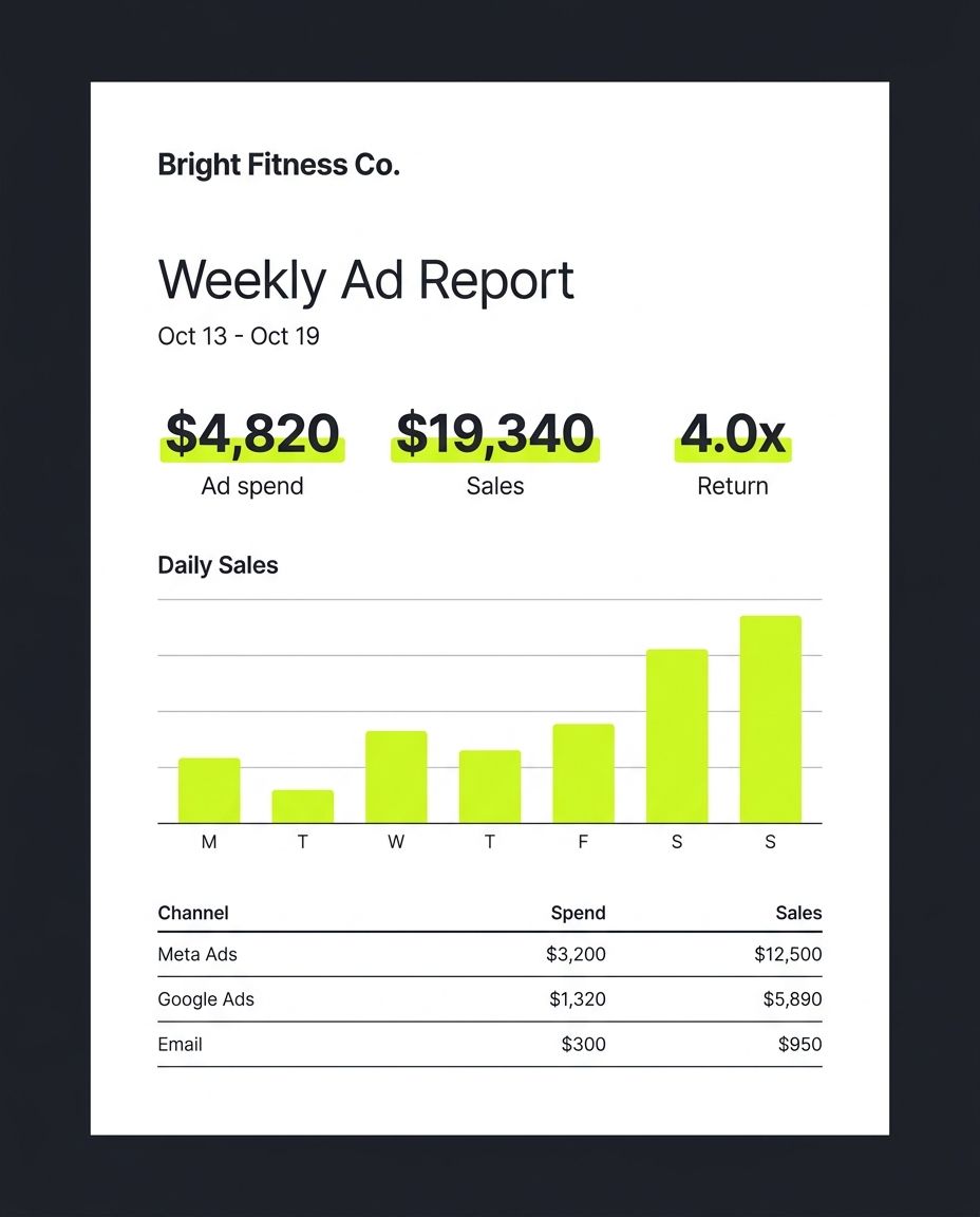 Bright Fitness weekly ad report