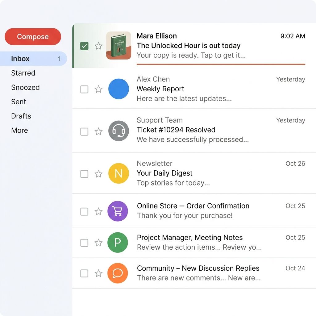 Release-day email in an inbox