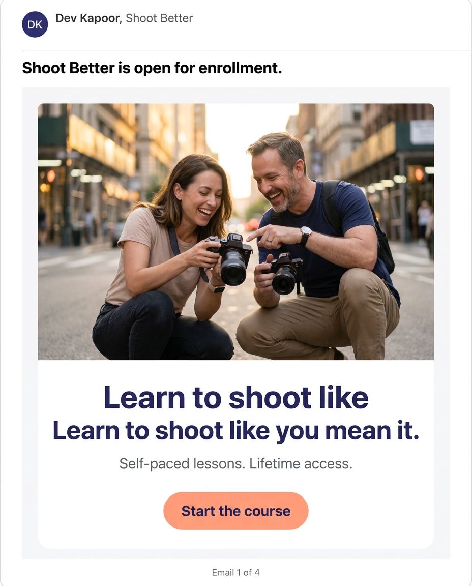 Launch email: Shoot Better is open for enrollment