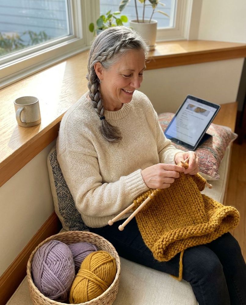 Post: knitting pattern in use