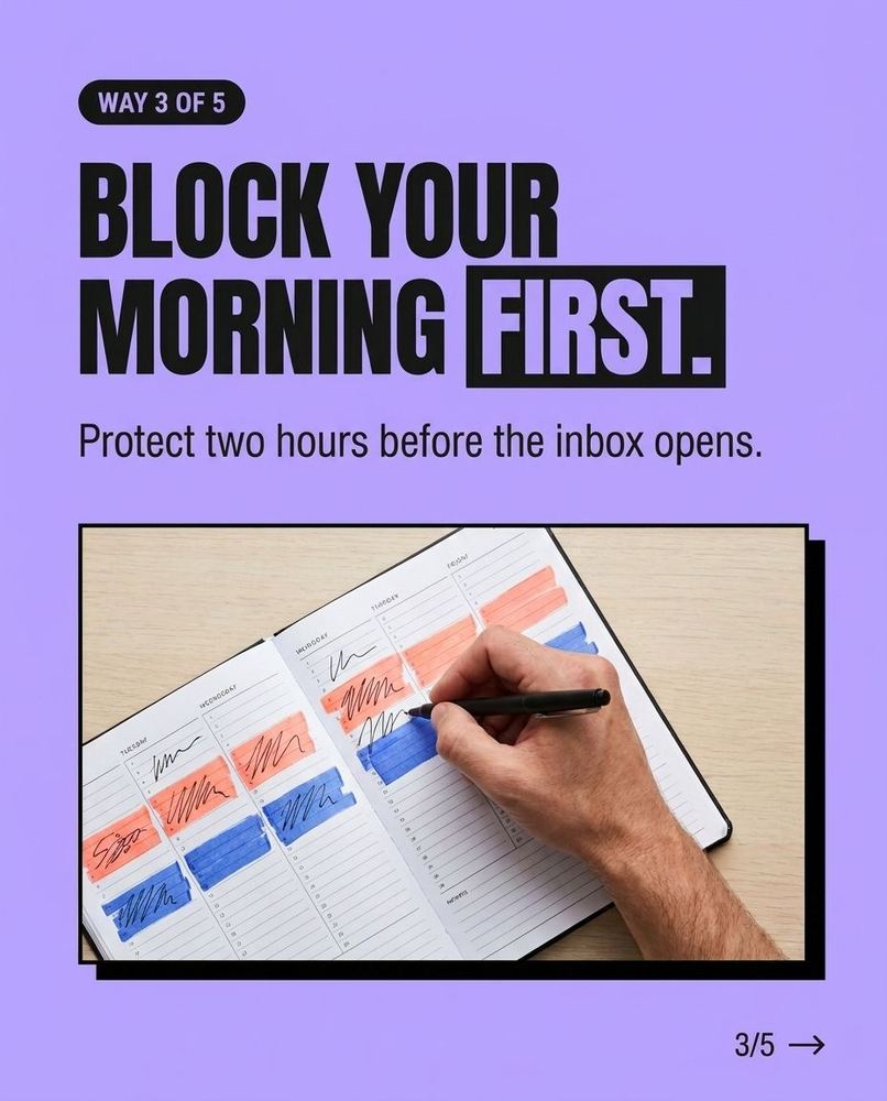 Carousel slide: Block your morning first