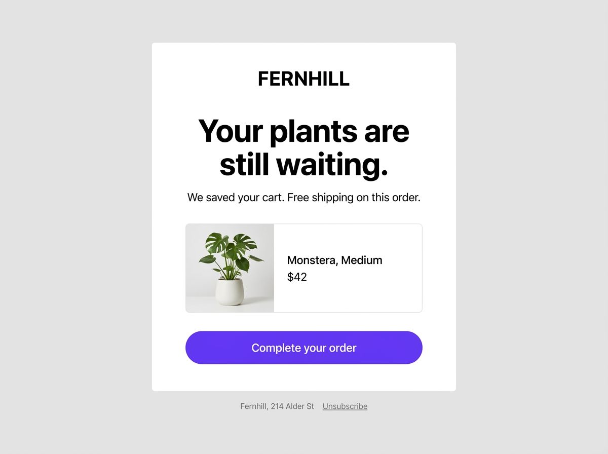 Fernhill cart recovery email