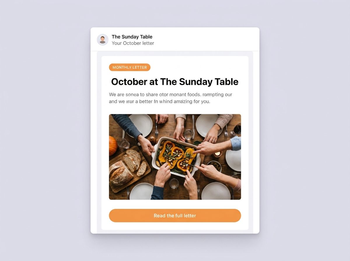 October at The Sunday Table letter