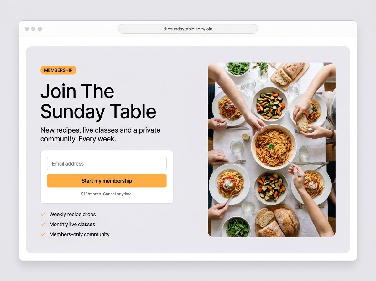 The Sunday Table membership sign-up page