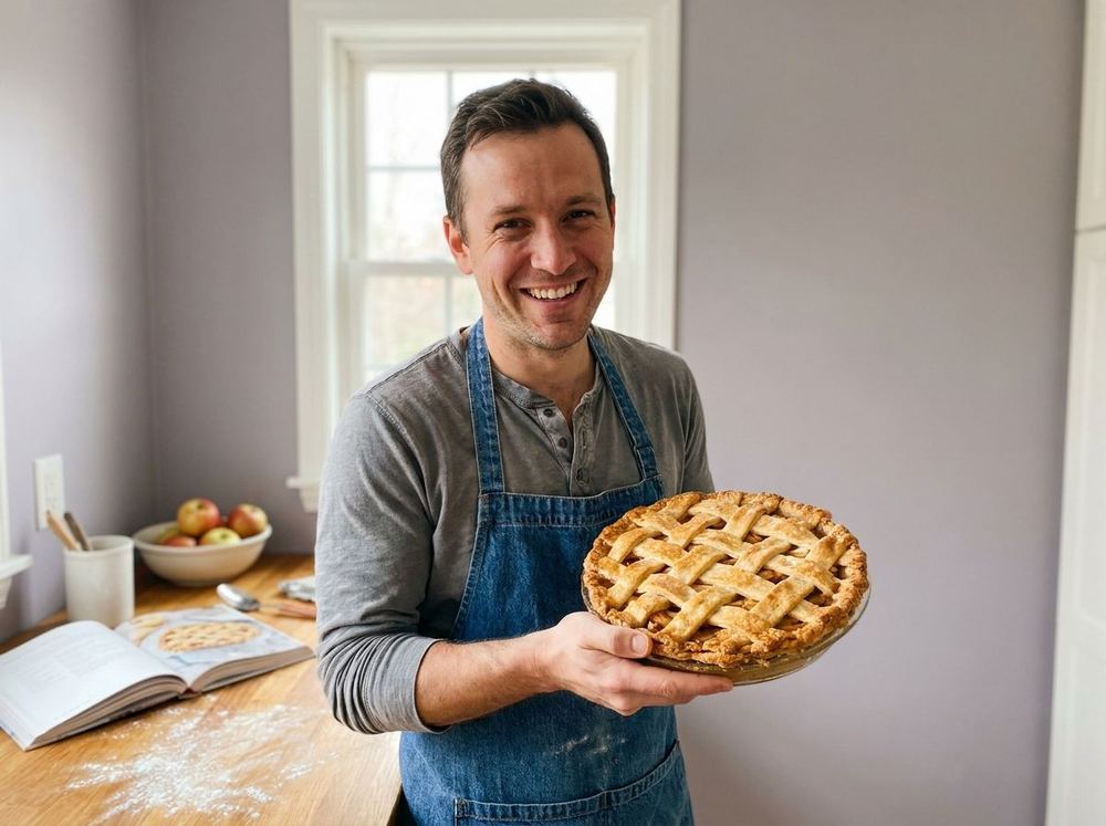 Member holding his lattice pie