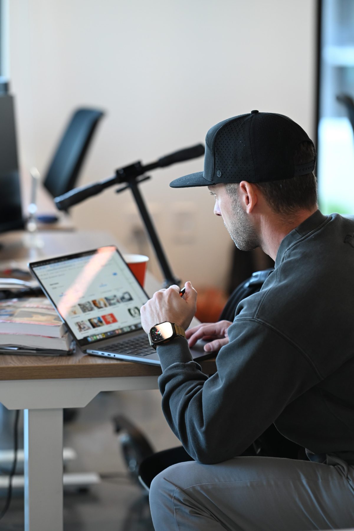 Brian Moran, founder of SamCart, in the Austin office